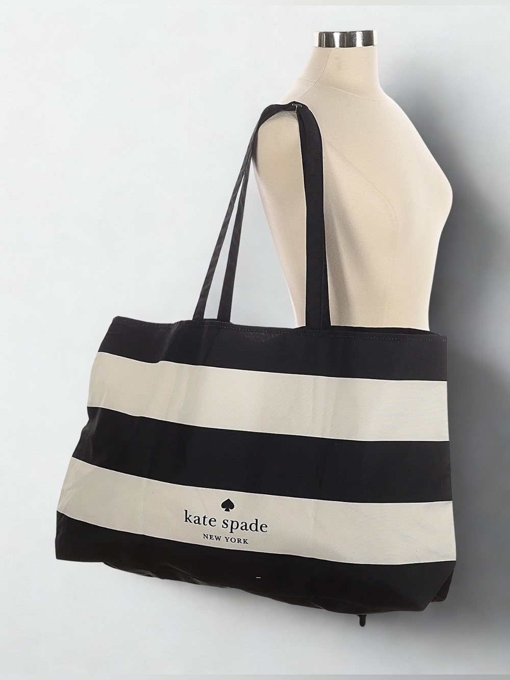 ♠️KATE SPADE♠️Large Black & White Reusable Canvas Tote/NWOT - Picture 2 of 3
